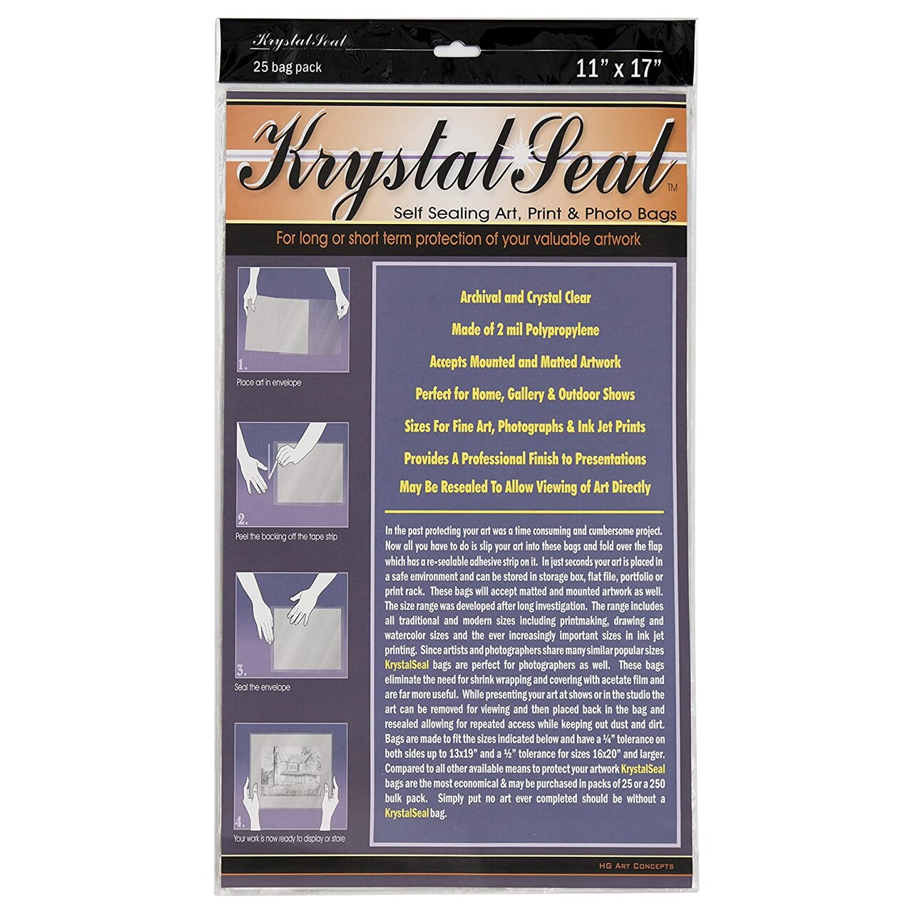 Creative Mark Krystal Seal ATC Art and Photo Bags - Archival Polyethylene Sealing Bags for Paintings, Artwork and Photo Storage